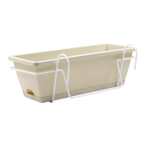 Ioensy - Macetero Con Barandilla Para Balcón, Macetero Para Ventana, Para Jardín, Exterior, Interior, Exterior, Estante De Hierro Blanco