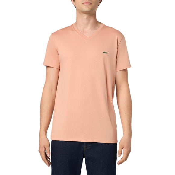 Camiseta Lacoste para hombre, cuello en V, manga corta, corte regular, marrón