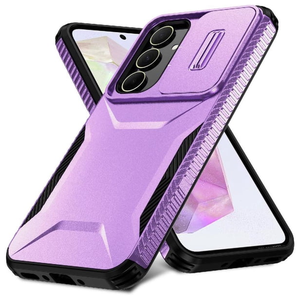 Funda Resistente para Samsung Galaxy A35 5G con Tapa Deslizante y Protección Militar Morado