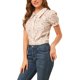 thumbnail image 5 of INSPIRE CHIC Blusa de Mujer con Botones, Manga Corta Abullonada, Cuello Vuelto, Floral, Algodón, Talla XS, Blanco, 5 of 8