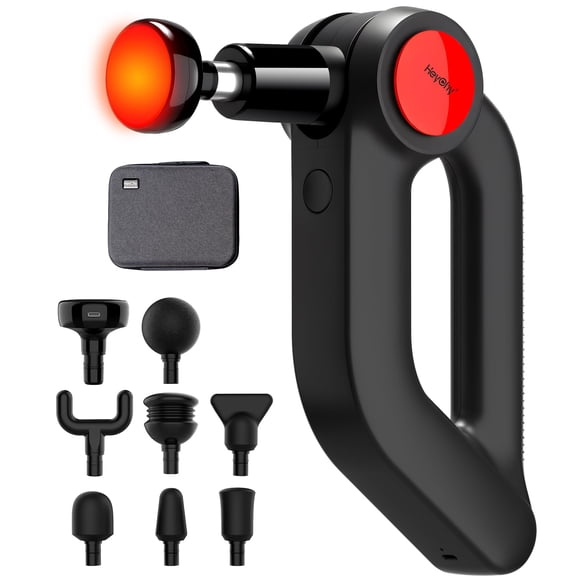 Pistola de Masaje HEYCHY 12 mm con Calor y 8 Cabezas – Negro