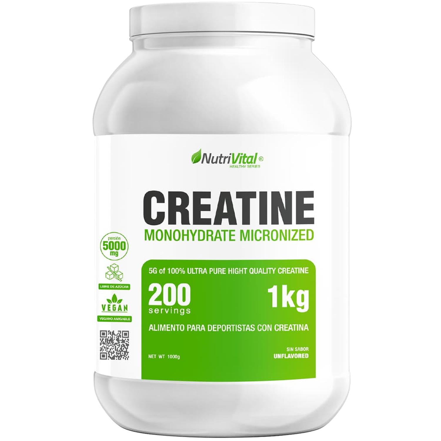 Creatina Monohidratada 1kg Nutrivital Sin Sabor Suplemento Deportivo