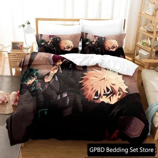 Anime My Hero Academia Bedding Set Boys Girls Duvet Cover Pillowcase Bed boys Adult Home Textileextile