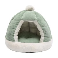 Magideal - Encantadora Cama Para Gatos Con Cojín Extraíble, Portátil, Cómoda, Antideslizante, Cálida, Nido, Refugio Semicerrado, Perrera, Cama Para Perros, Kitty , Verde, Diámetro 49Cm