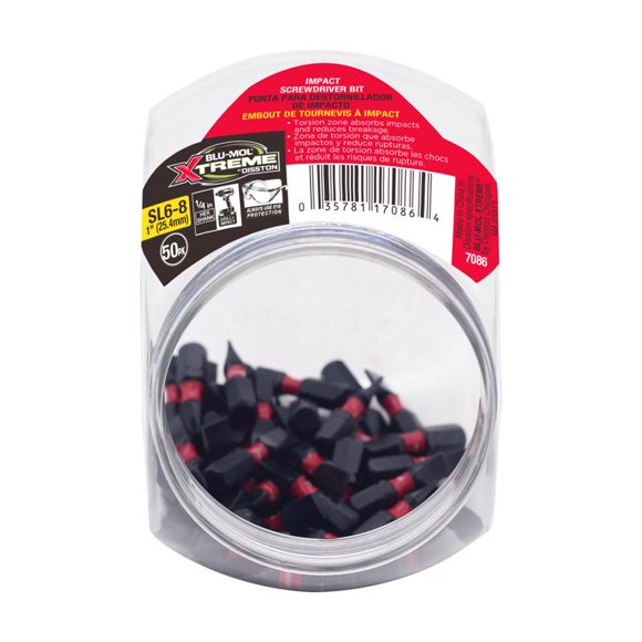 Punta de destornillador Blu-Mol Xtreme, ranurada, 2,54 cm, S2, acero