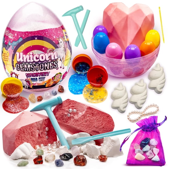 Kit de excavación de gemas Unicornio GirlZone con slime y pulsera