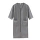 thumbnail image 1 of Bata de baño con cremallera frontal para mujer, bata de casa, camisón de manga 3/4, vestido de estar para mujer, ropa de dormir con bolsillos, 1 of 6