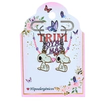 Trini Joyas Y Mas - Aros De Snoopy Pequeño Sentado, Ganchos De Acero