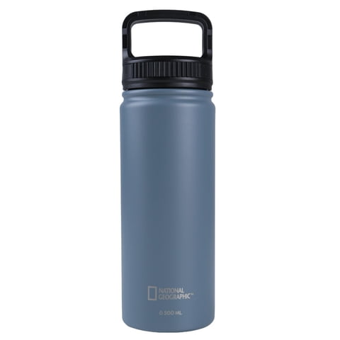 National Geographic - Botella Metálica Térmica Boca Ancha 500Ml Gris Oscuro