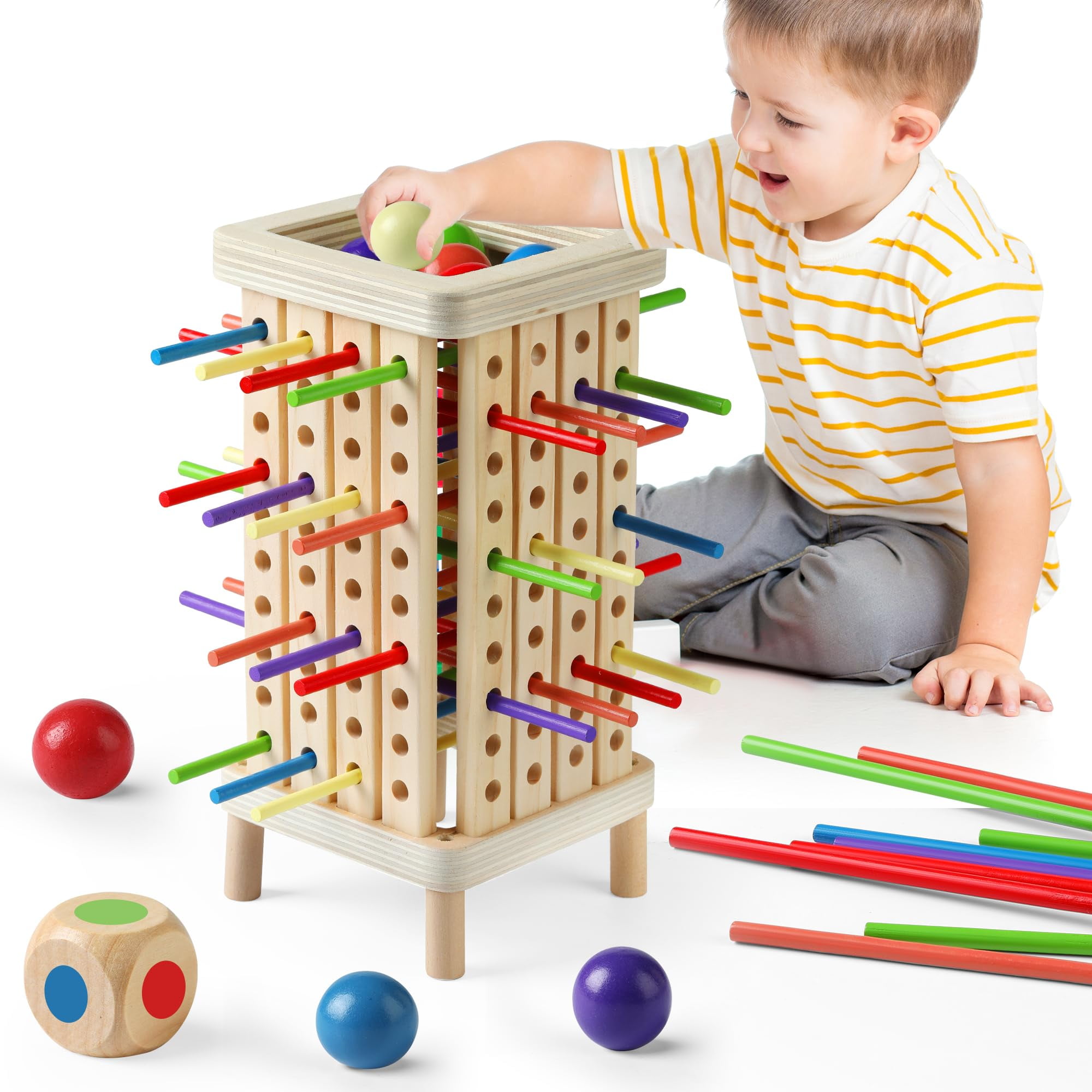 Juego De Mesa De Madera Pinshoon Montessori Matemáticas Educativo 3+
