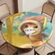 thumbnail image 5 of Pookoo-theme Fitted Round Tablecloths Elastic Edged Table Covers Waterproof Table Cloth for Kitchen Holiday Party Tables Decor 120cm, 5 of 6