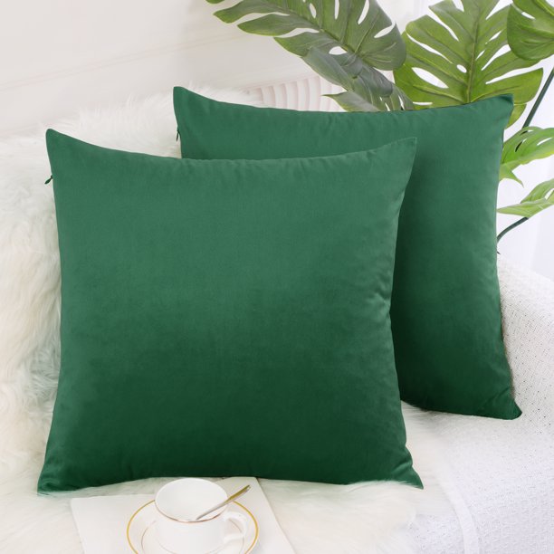 REGALWOVEN Fundas de Cojín Decorativas Euro de 18"x18" Juego de 2, Verde Oscuro