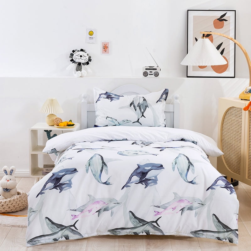 Milsleep - 3d Dolphin Watercolor Pattern Quilt Cover Set Bedding Set Duvet Cover