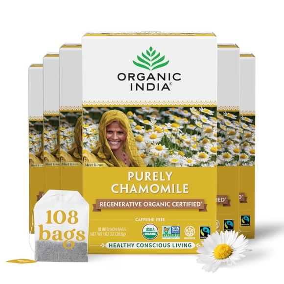 Té orgánico de manzanilla india 108 bolsas de hierbas sin cafeína