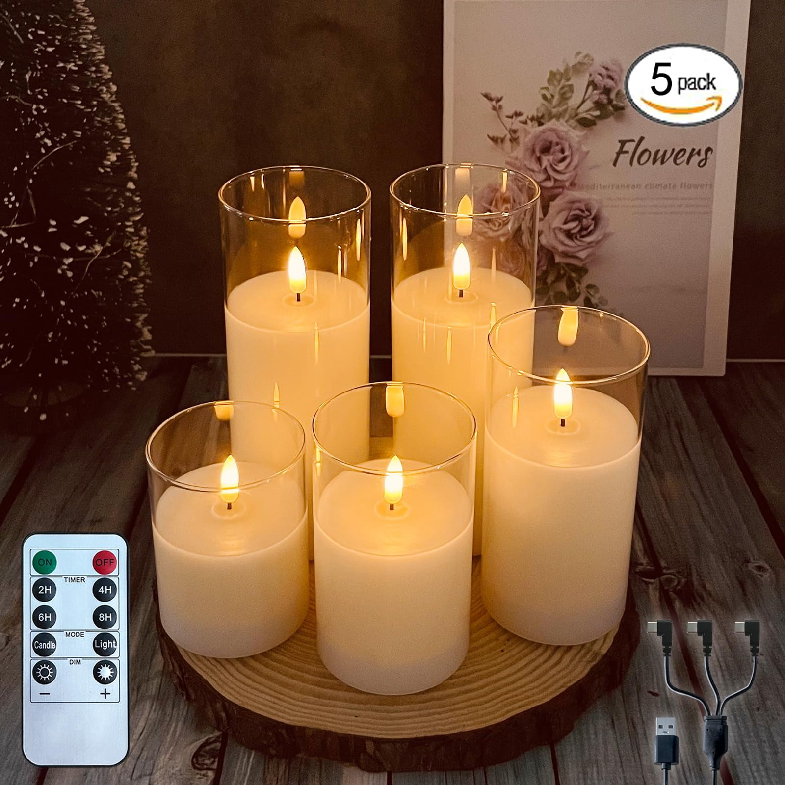 Juego De Velas Recargables Sin Llama Ledholyt Con Control Remoto