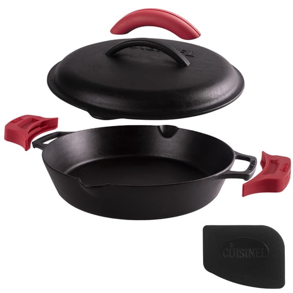 Sartén de hierro fundido Cuisinel de 30 cm con tapa y raspador