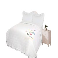Genérico - Cubrecama Quilt De Verano Con Flores Bordadas 2 Plazas Blanco