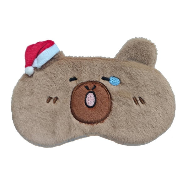 Máscara de Dormir HXINFU Capibara con Gorro Rojo Navideño 20x12 cm
