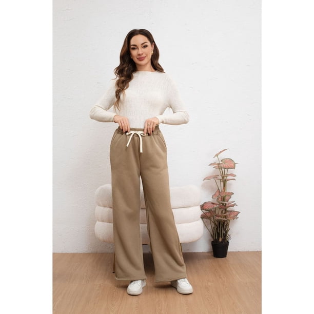 Pantalón Mujer Ancho Wide Leg Forro Piel Térmico Premium 7124