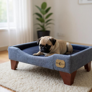 Bloccare - Cama De Mascotas - Talla S (55X40 Cm) / Patas De Madera 11 Cm