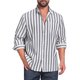 thumbnail image 1 of INSPIRE CHIC Camisas de Vestir a Rayas con Bolsillo en el Pecho para Hombre de Manga Larga con Cuello Mao y Botones 2XL Negro, 1 of 4