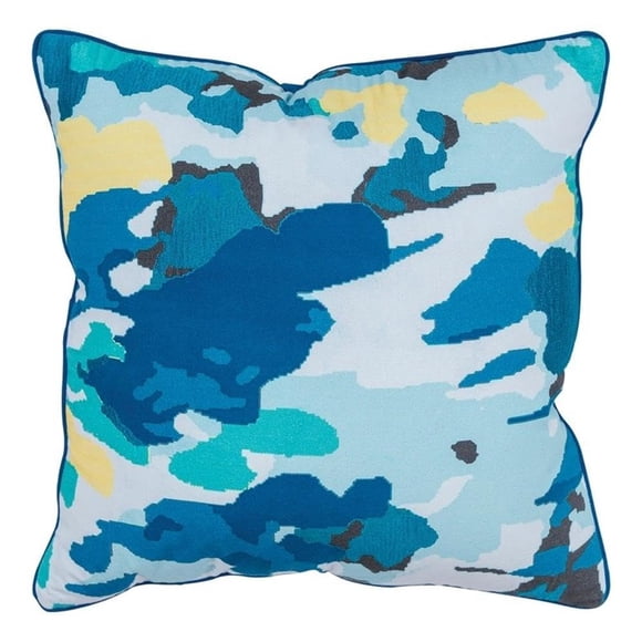 Almohada Rizzy Home Connie Post impresionista de 50 x 50 cm, color verde azulado