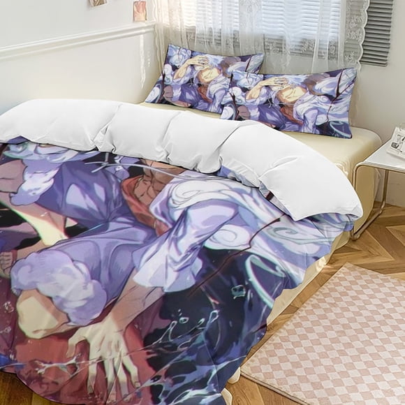 Monkey D Luffy Bed Duvet Cover Funny Anime Cartoon Bedding Sets Lightweight 3 Piece Comforter Sets