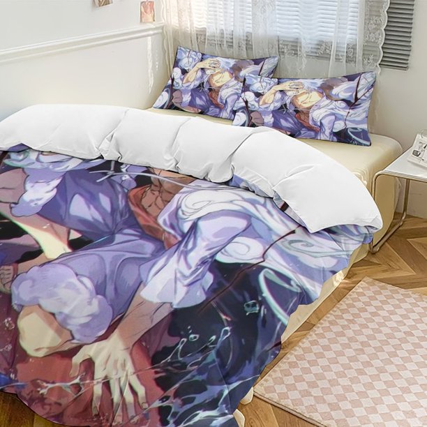 Monkey D Luffy Bed Duvet Cover Funny Anime Cartoon Bedding Sets Lightweight 3 Piece Comforter Sets