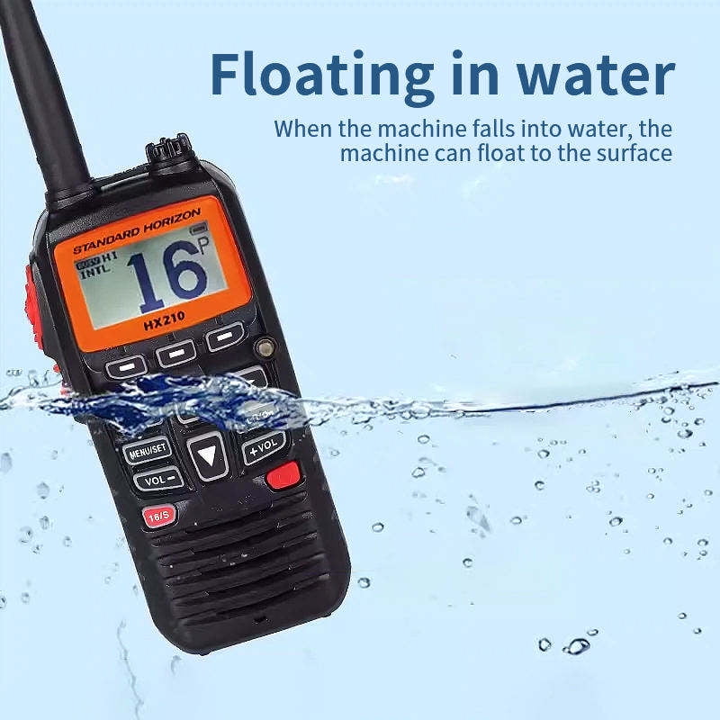 Standard Horizon Hx210 Radio Vhf Marino Portátil Flotante De 6w Con Certificación Ipx7 Y Pantalla Lcd Grande