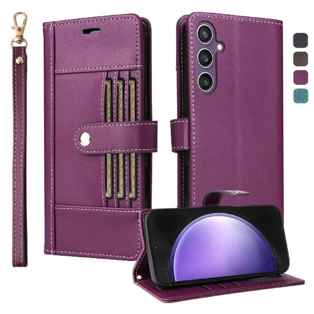FOXDOCK Funda tipo Cartera para Samsung Galaxy S24 Plus – Cubierta de Cuero PU con Múltiples Ranuras, Bolsillo para Efectivo y Correa de Muñeca