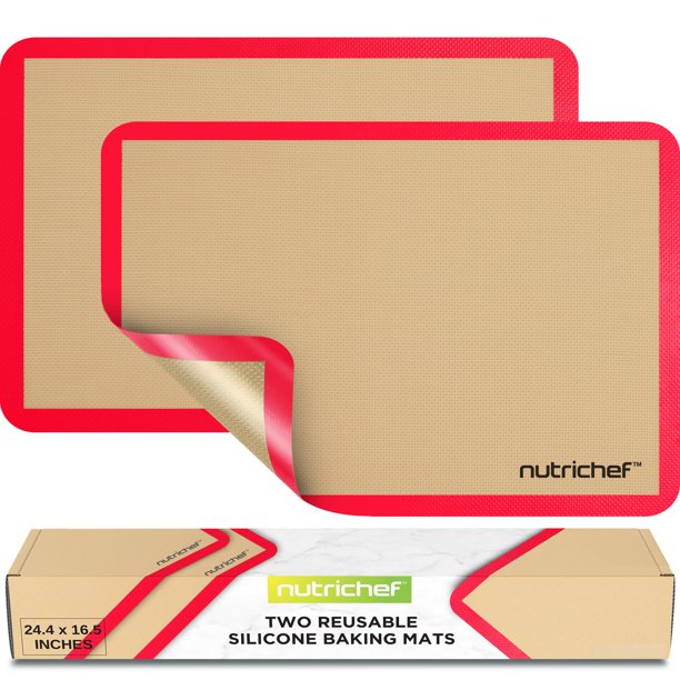 Alfombrilla de silicona para hornear NutriChef 61 x 42 cm Rojo 2 unidades antiadherente