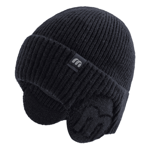 Gorro Tejido Unisex Con Orejeras Invierno Térmico Negro