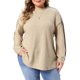 thumbnail image 1 of Agnes Orinda Conjuntos de Halloween Suéter para Mujer Tallas Grandes con Costura en Contraste Expuesta Cuello Simulado Manga Larga Casual Suave Tejido de Punto Jersey Talla 3X Caqui, 1 of 6