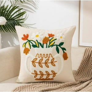 Homestore - Funda Cojín Bordada 45X45 Cm Florero Beige