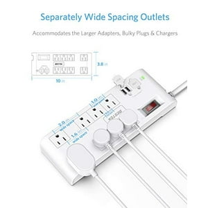 Bestek Cable De Extensión De 8 Tomacorriente De 6 Pies Con Protector