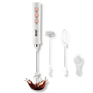 Raf - Mini Batidor De Mano Espumador Leche Huevo 3 En 1 Acero Inox