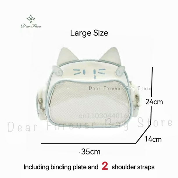 New Y2K Korean Kawaii Cat Ita Bag Cute PU Shoulder Bag Girls Transparent Pocket Harajuku Crossbody Bag Women's Fashion Backpacks