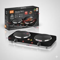 Raf - Cocina Electrica Portatil De 2 Platos Encimera 2000W De Potencia Color Negro