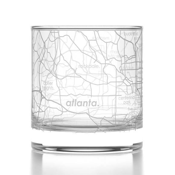 Vaso de Whisky Well Told con Mapa de Atlanta 325 ml Transparente
