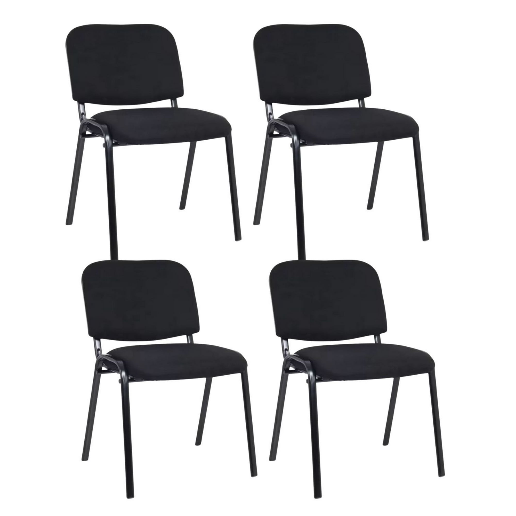 Habita2 Chile - Pack 4 Sillas Meeting De Auditorio Apilable Tapiz Lino Sala De Espera - Negro
