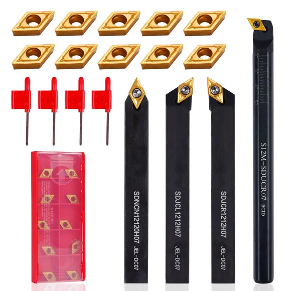 Kit de herramientas de torneado indexables CHAWNIAO, 14 piezas, vástago de 12 mm