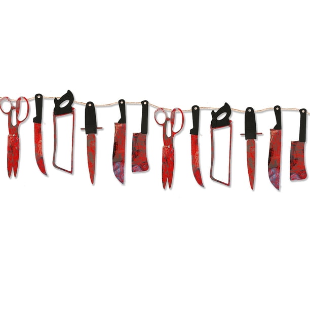 1pc, Happy Halloween Banner, Paper Horror Decoration Blood Hands And Feet For Halloween Party Decorations