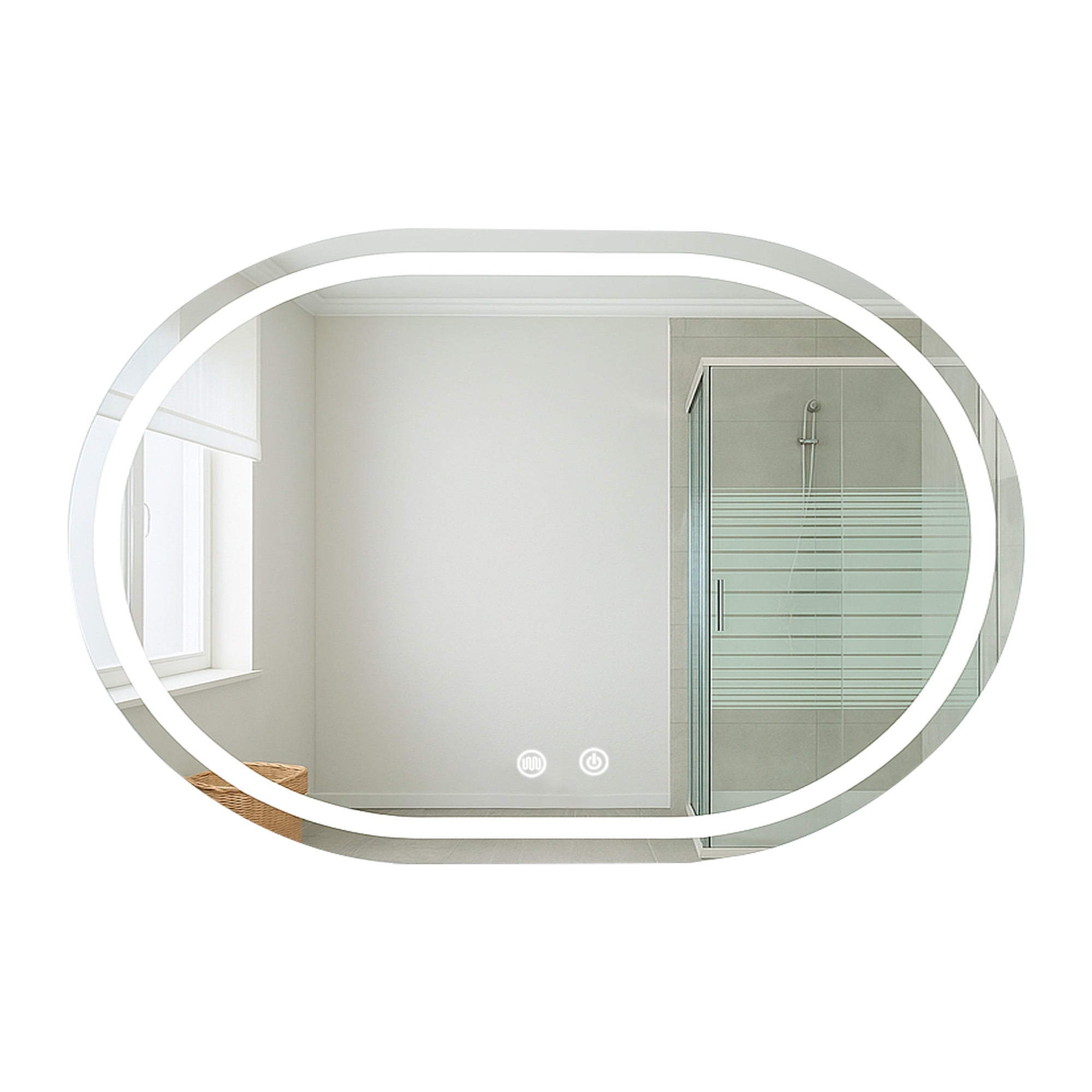 Joytek - Espejo Curvo Horizontal Touch Con Luz Led 3 Colores 80 X 60 Cm