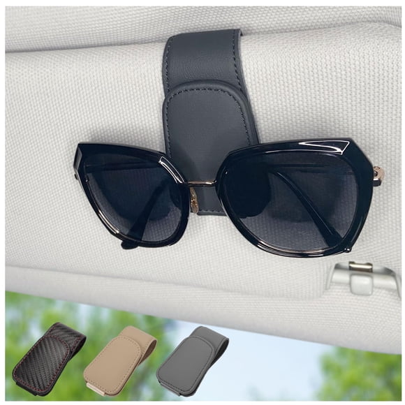 Soporte para gafas de sol CHOSMOYI, de piel magnética, para visera de coche