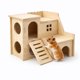 thumbnail image 1 of Casa para hámster kcrygogo de doble nivel con tobogán de madera, 1 of 9