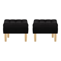 Bodevir - Set Pouf Wood 1C Felpa 05 Negro