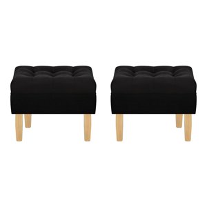 Bodevir - Set Pouf Wood 1C Felpa 05 Negro
