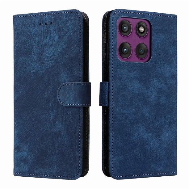 Funda Billetera para Motorola Moto Edge 60S Pro con Soporte - Cartera de Cuero con Ranuras Azul