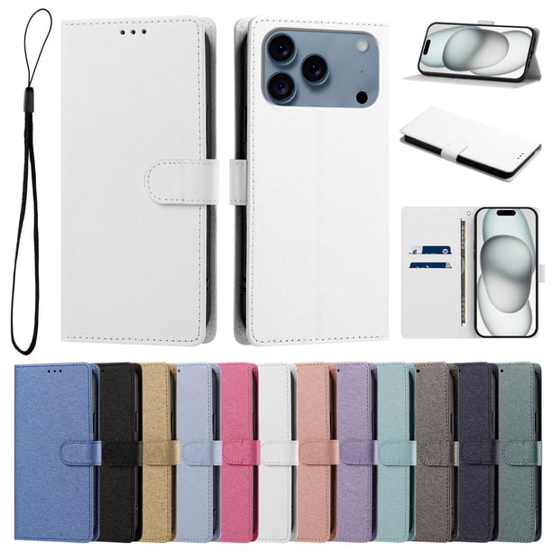 Cartera Funda para iPhone 18 Pro Carga Inalámbrica, Blanco