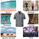 thumbnail image 2 of Camisa de manga corta con cremallera para hombre, camiseta informal de algodón con cremallera para playa y bolsillo., 2 of 5